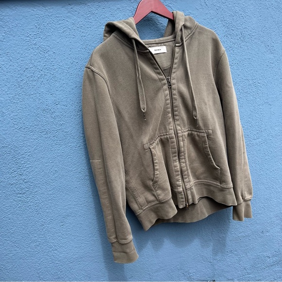 Buck Mason Taupe Zip-Up Hoodie - Picture 3 of 6
